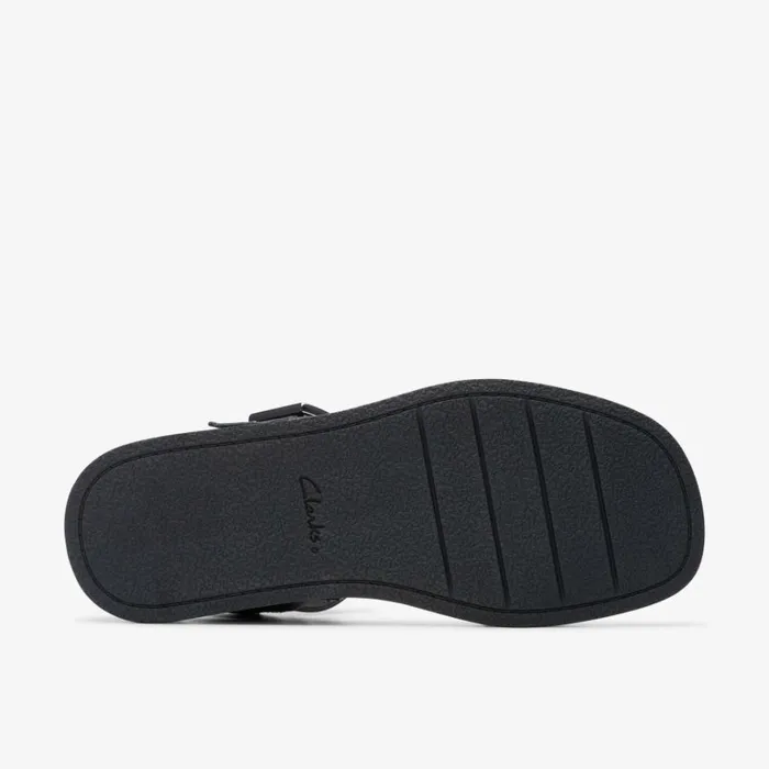 Clarks Alda Strap Black Leather Flatforms Black Leather Women Wide Fit Sandals