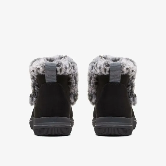 Clarks Brinkley Fur Black Ankle Boots Black Women Cloudsteppers
