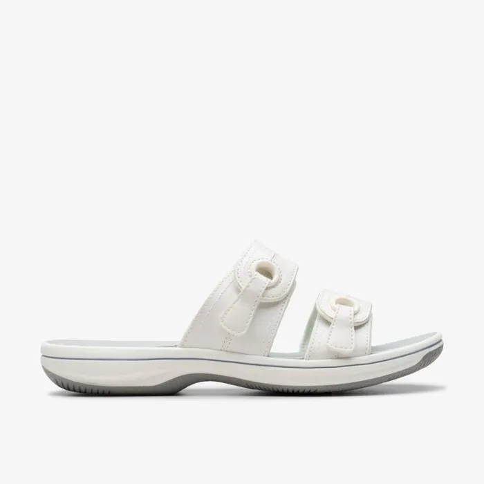 Clarks Brinkley Maye White Flat Sandals White Women Sliders And Flip Flops