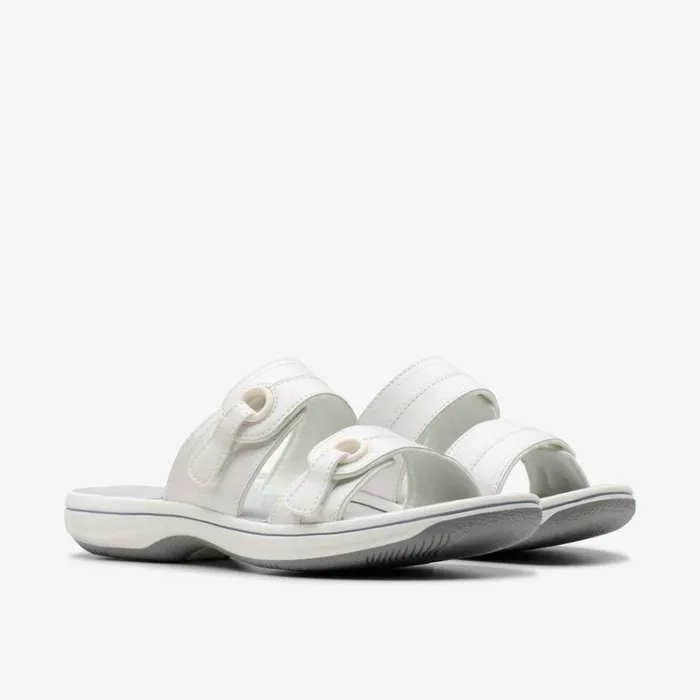 Clarks Brinkley Maye White Flat Sandals White Women Sliders And Flip Flops