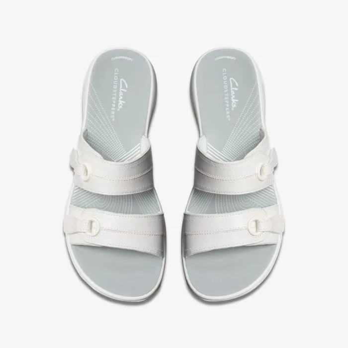 Clarks Brinkley Maye White Flat Sandals White Women Sliders And Flip Flops