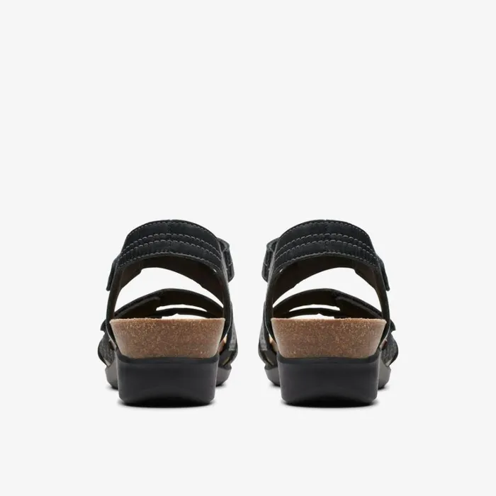 Clarks Calenne Clara Black Combination Wedges Black Combination Women Wedge Sandals