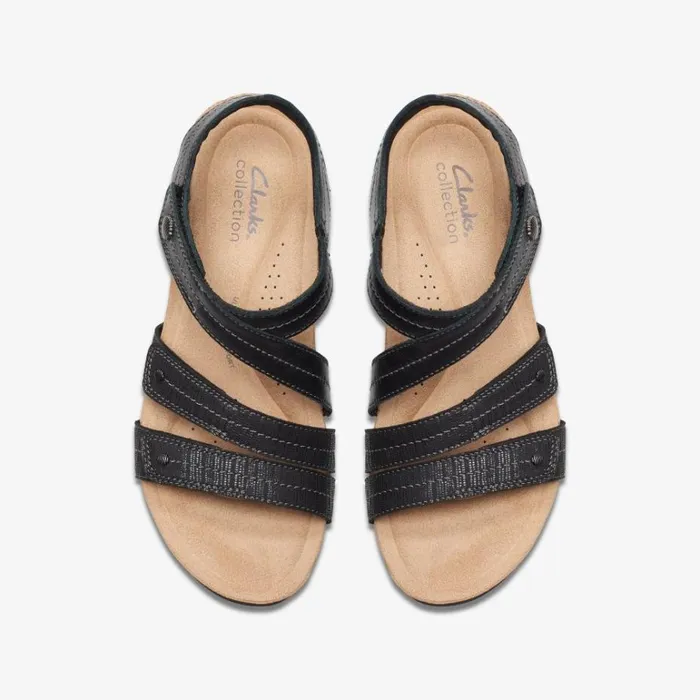Clarks Calenne Clara Black Combination Wedges Black Combination Women Wedge Sandals