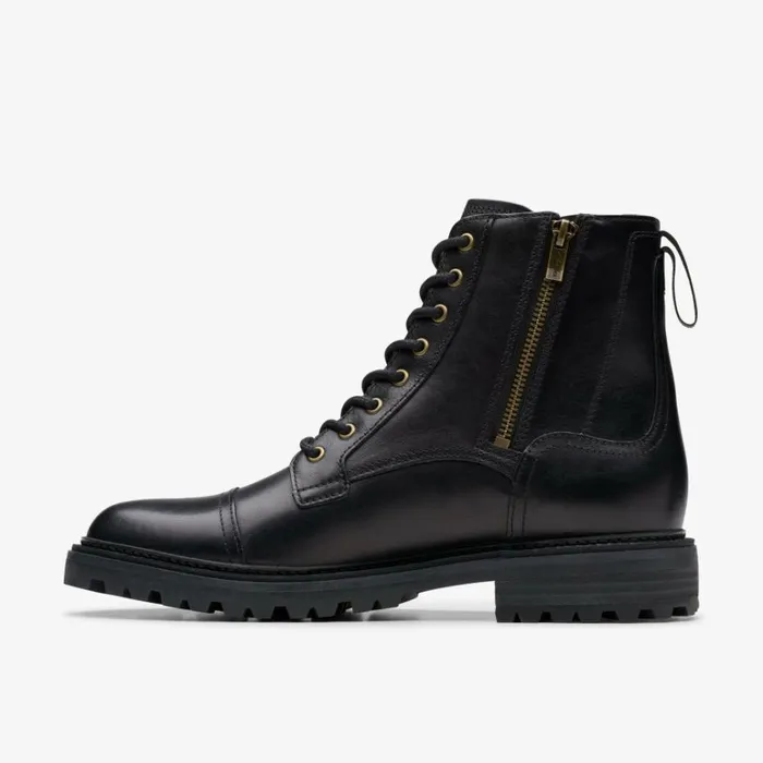 Clarks Clarkridge Hi Black Leather Ankle Boots Black Leather Men High Grip Shoes And Boots