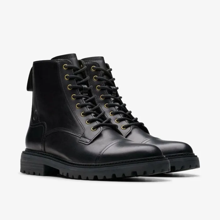 Clarks Clarkridge Hi Black Leather Ankle Boots Black Leather Men High Grip Shoes And Boots