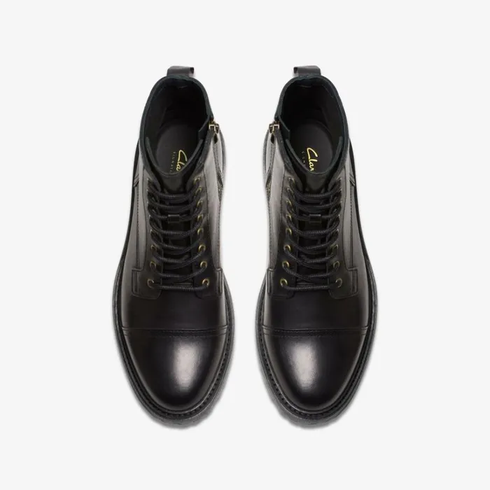 Clarks Clarkridge Hi Black Leather Ankle Boots Black Leather Men High Grip Shoes And Boots