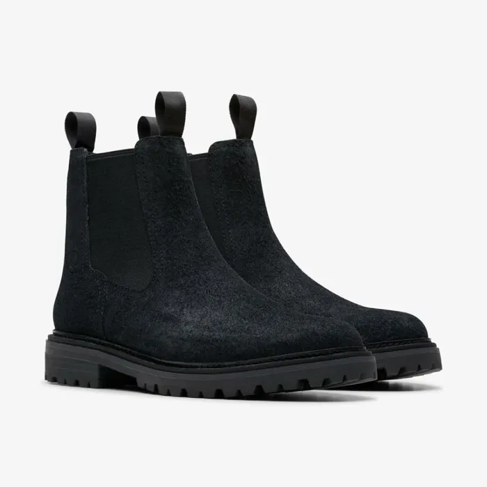 Clarks Clarkridge Top Black Suede Ankle Boots Black Suede Men High Grip Shoes And Boots