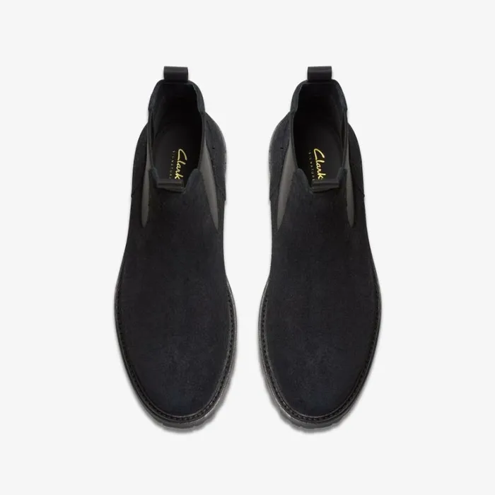 Clarks Clarkridge Top Black Suede Ankle Boots Black Suede Men High Grip Shoes And Boots