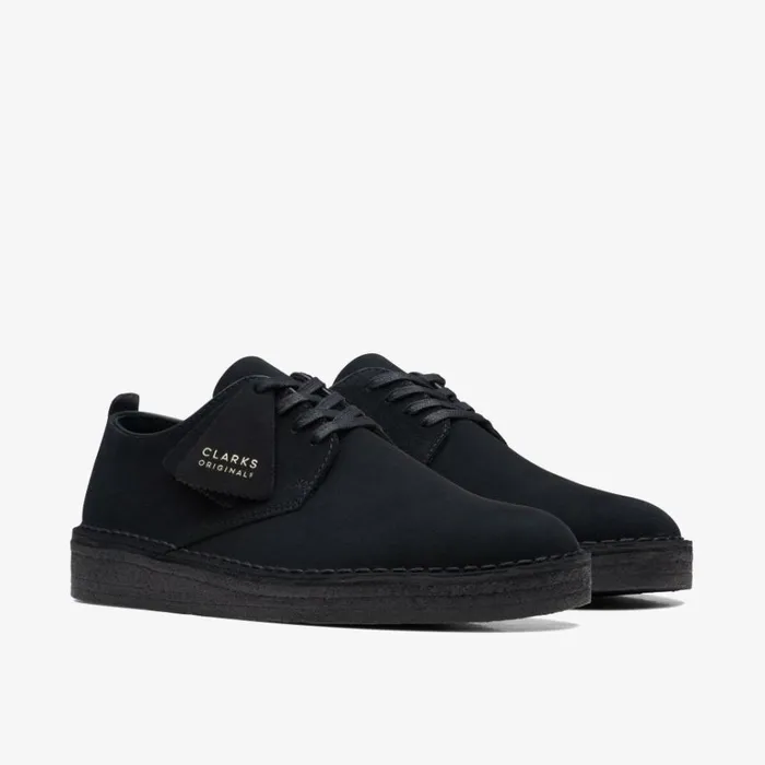 Clarks Coal London Black Suede Desert Boots Black Suede Men Clearance Trainers