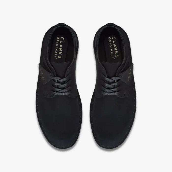 Clarks Coal London Black Suede Desert Boots Black Suede Men Clearance Trainers