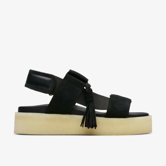 Clarks Crepe Sandal Black Combination Strappy Sandals Black Combination Women Flat Sandals