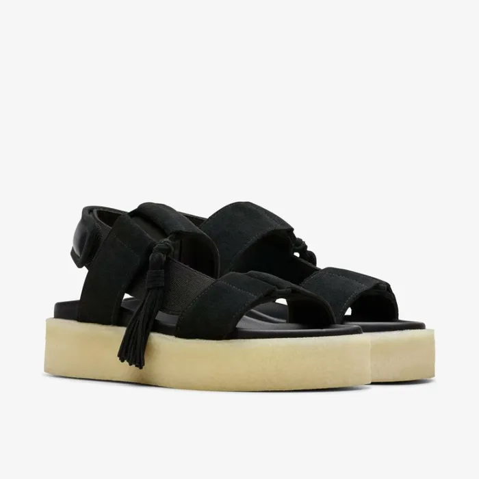 Clarks Crepe Sandal Black Combination Strappy Sandals Black Combination Women Flat Sandals