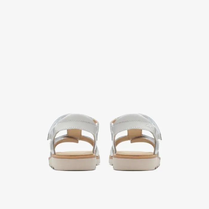 Clarks Crown Beat Kid White Patent Flat Sandals White Patent Kids Sandals
