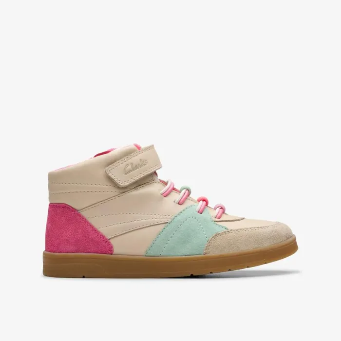 Clarks Disco Beam Hi Kid Cotton Ankle Boots Cotton Kids Trainers