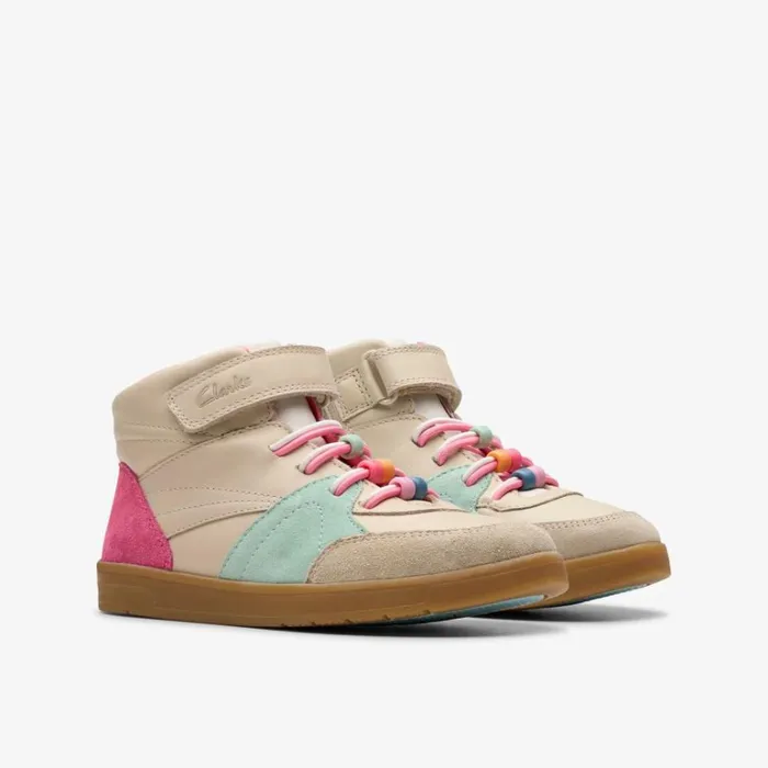 Clarks Disco Beam Hi Kid Cotton Ankle Boots Cotton Kids Trainers