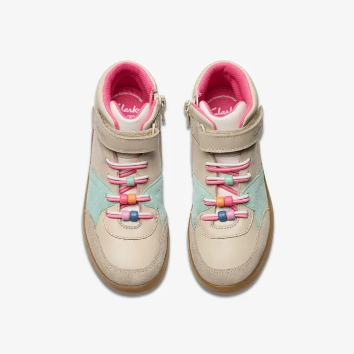 Clarks Disco Beam Hi Kid Cotton Ankle Boots Cotton Kids Trainers