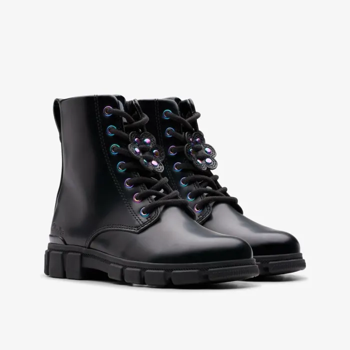 Clarks Evyn Top Kid Black Ankle Boots Black Kids Boots
