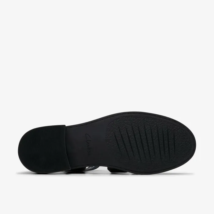 Clarks Hana Sun Black Leather Strappy Sandals Black Leather Women Flat Sandals