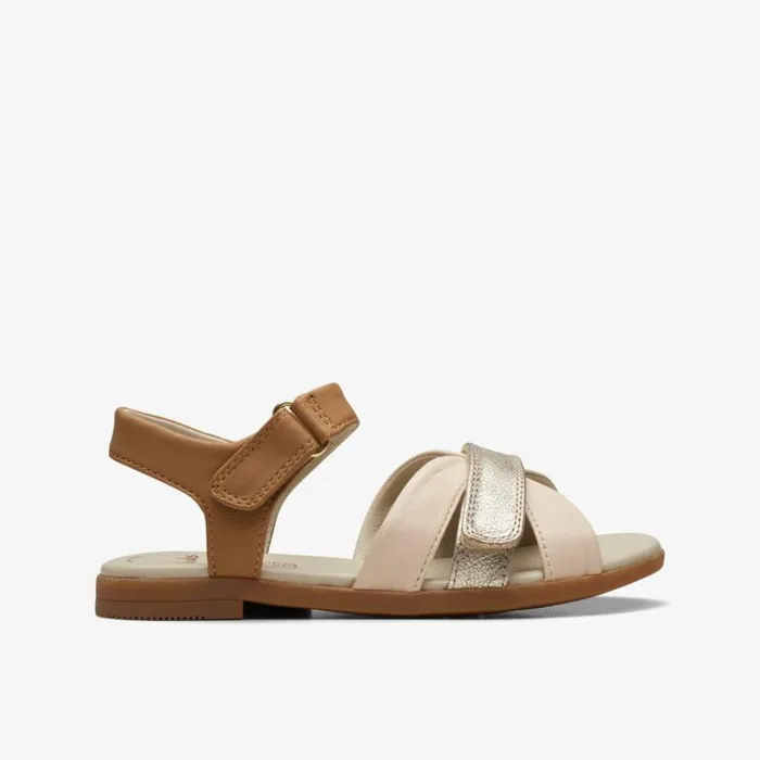 Clarks Ivy Sea Kid Tan Metallic Sandals Tan Metallic Kids Sandals