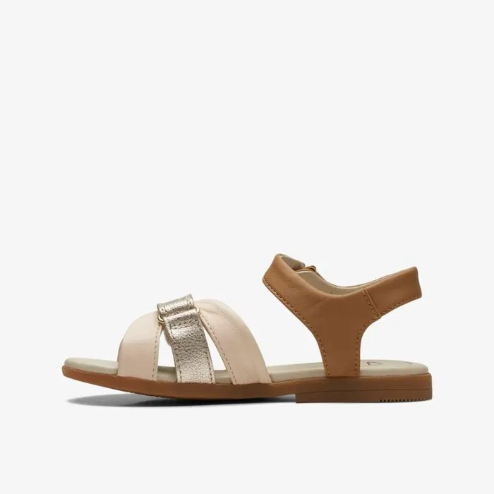 Clarks Ivy Sea Kid Tan Metallic Sandals Tan Metallic Kids Sandals