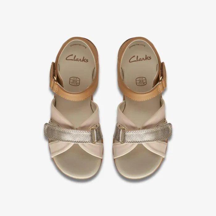 Clarks Ivy Sea Kid Tan Metallic Sandals Tan Metallic Kids Sandals