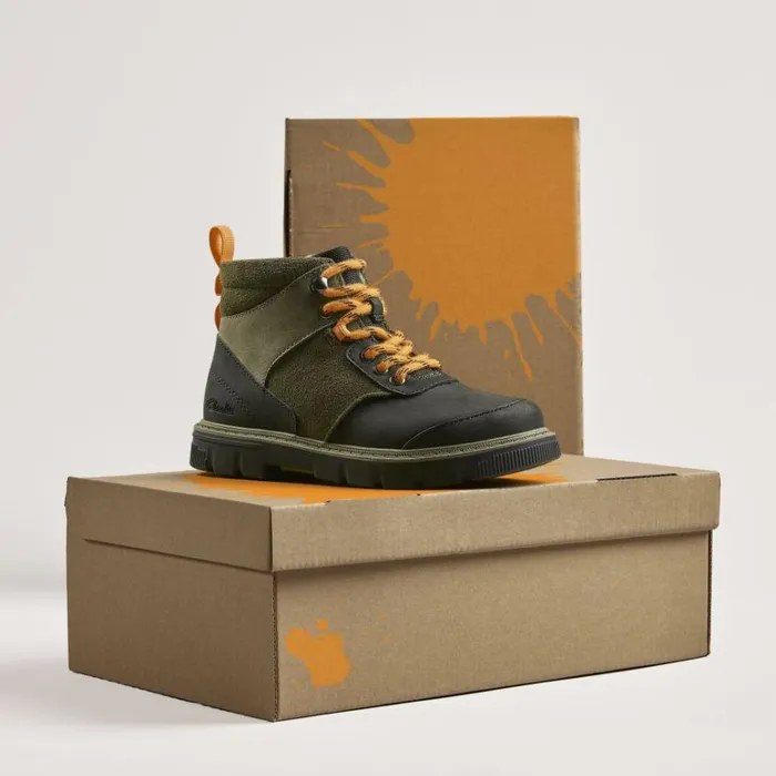 Clarks Kids Unisex Lorcam Hike Toddler Khaki Combination Ankle Boots Khaki Combination Kids Toddler Shoes