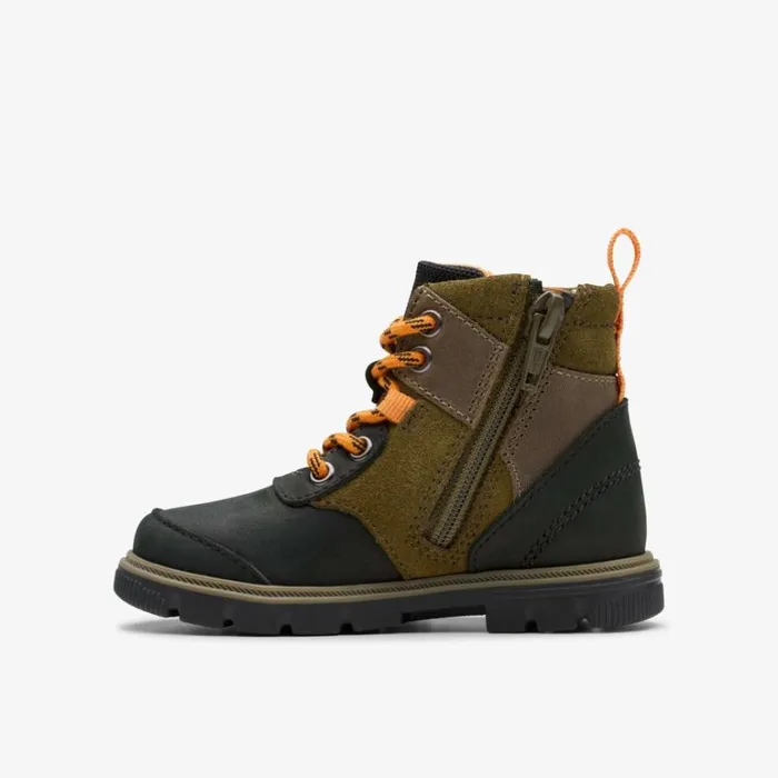 Clarks Kids Unisex Lorcam Hike Toddler Khaki Combination Ankle Boots Khaki Combination Kids Toddler Shoes