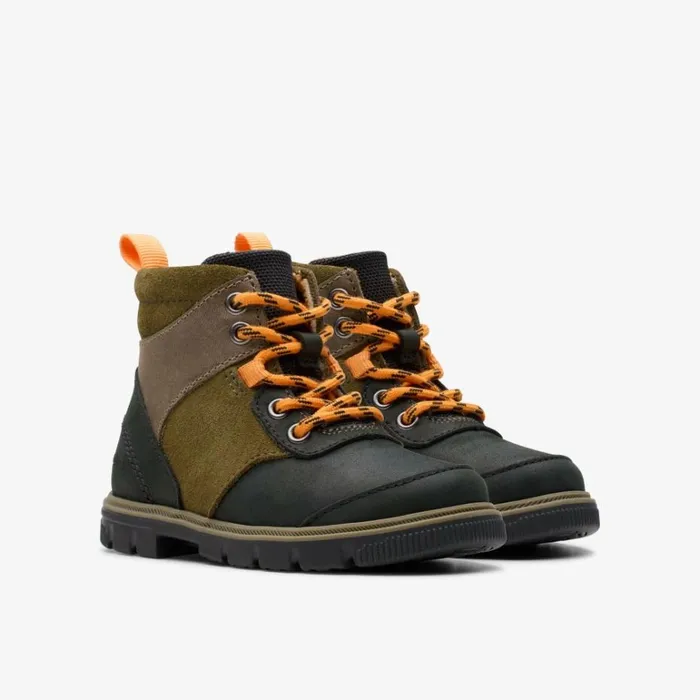 Clarks Kids Unisex Lorcam Hike Toddler Khaki Combination Ankle Boots Khaki Combination Kids Toddler Shoes