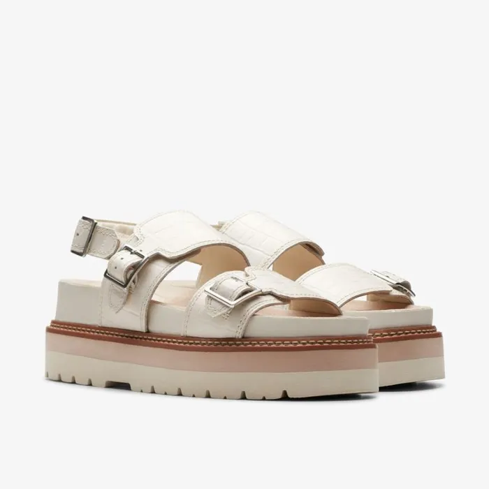 Clarks Orianna Glide Cream Interest Sandals Cream Interest Women Flat Sandals