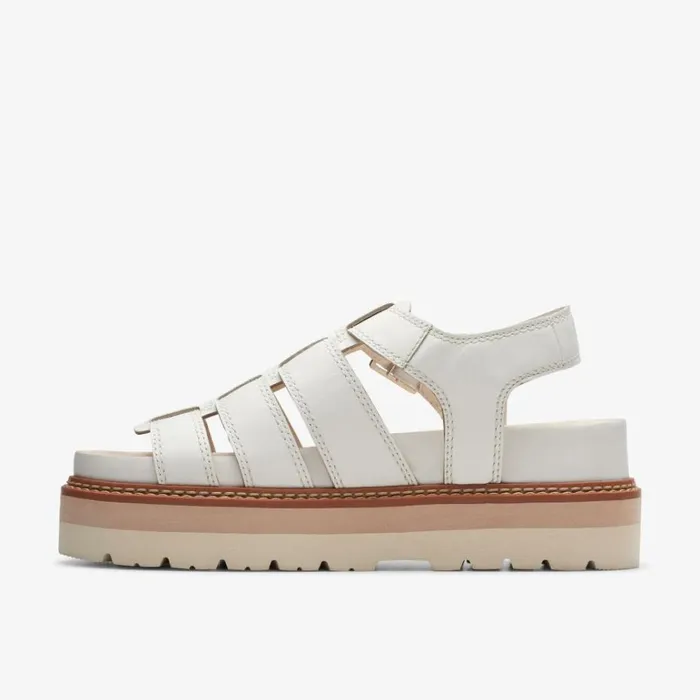 Clarks Orianna Twist Off White Leather Strappy Sandals Off White Leather Women Flat Sandals
