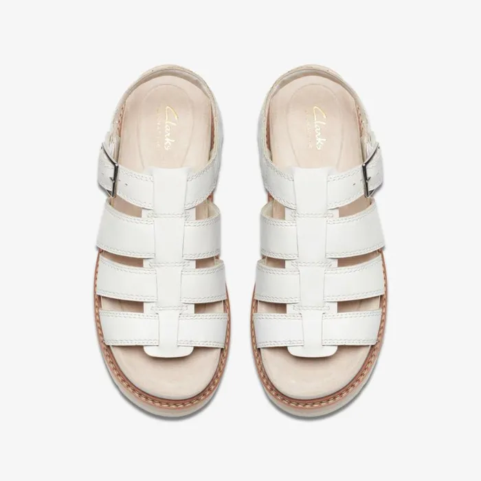 Clarks Orianna Twist Off White Leather Strappy Sandals Off White Leather Women Flat Sandals