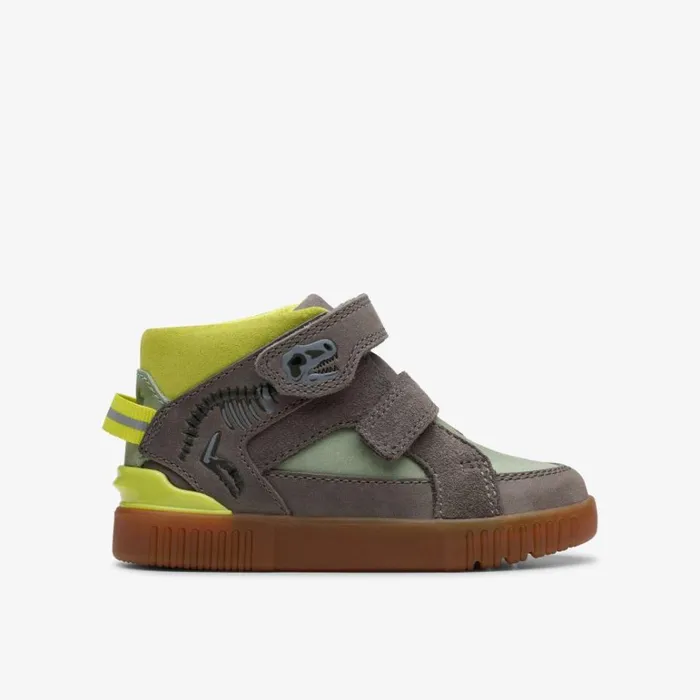 Clarks Oslo Play Toddler GreyGreen Ankle Boots Greygreen Kids Toddler Shoes