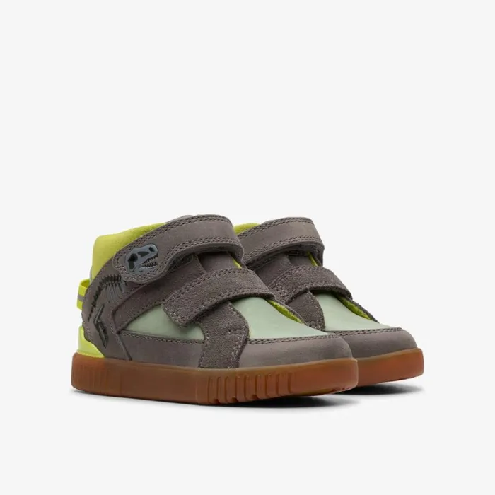 Clarks Oslo Play Toddler GreyGreen Ankle Boots Greygreen Kids Toddler Shoes