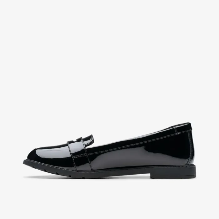 Clarks Scala Loafer Youth Black Patent Loafers Black Patent Kids School Shoes
