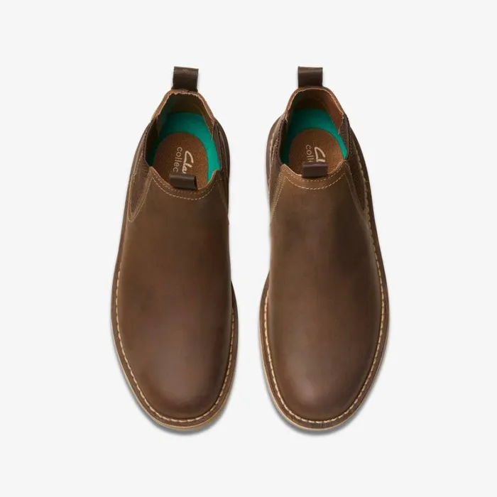 Clarks Shepton Easy Beeswax Chlsea Boots Beeswax Leather Men Brown Boots
