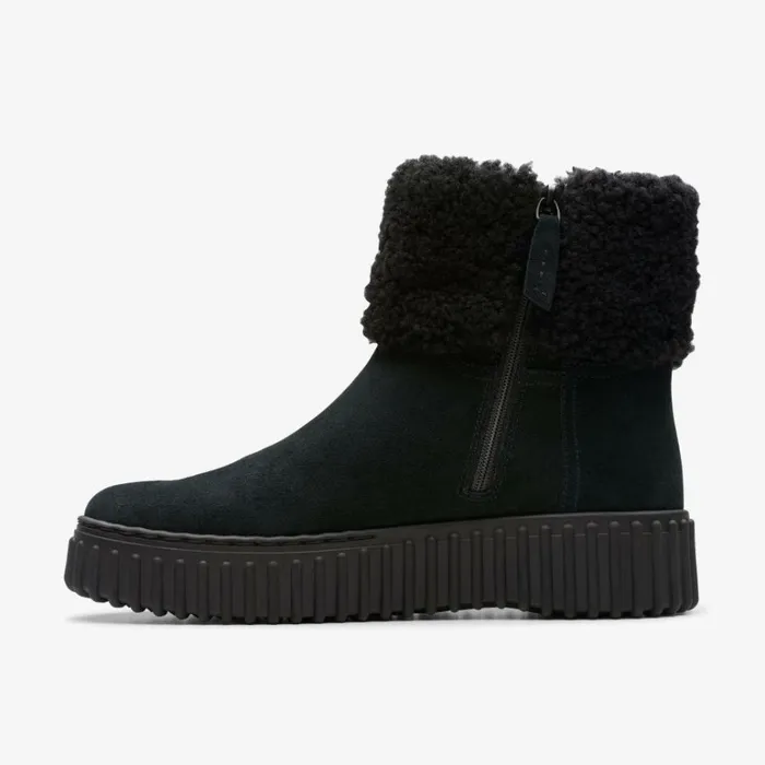 Clarks Torhill Turn Black Warmlined Suede Ankle Boots Black Warmlined Suede Women Black Boots