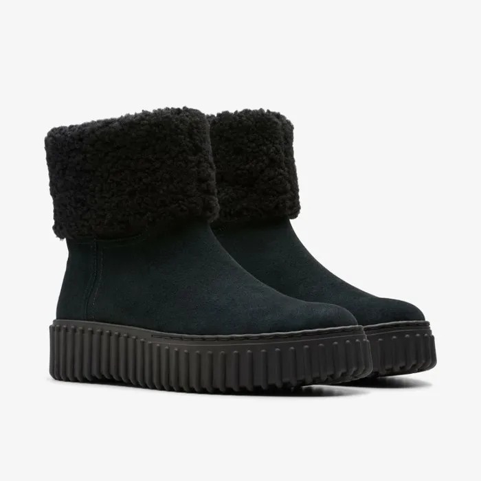Clarks Torhill Turn Black Warmlined Suede Ankle Boots Black Warmlined Suede Women Black Boots