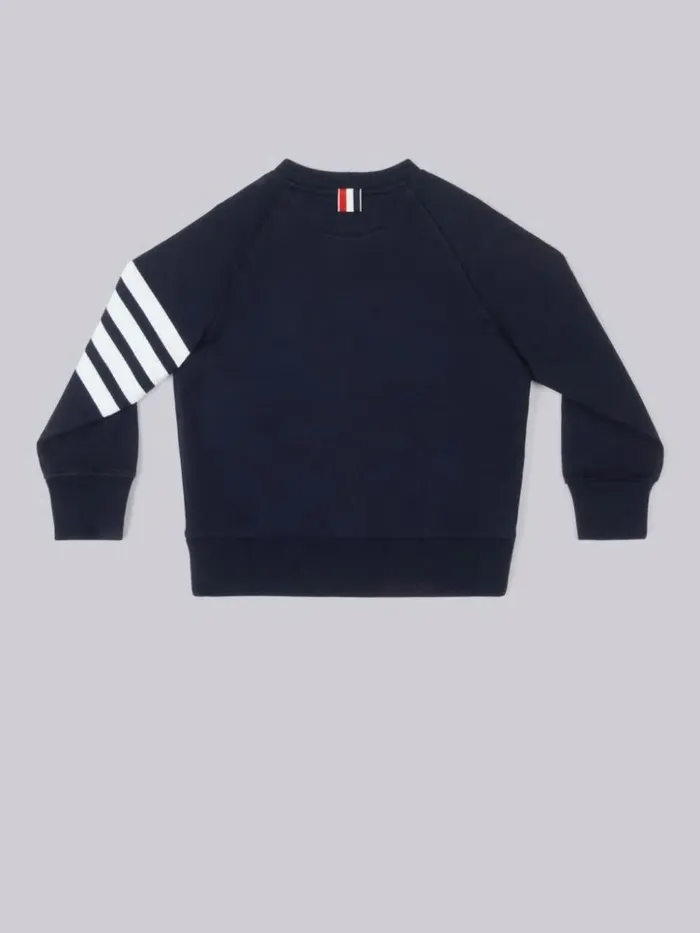 Classic Cotton Loopback Jersey Engineered Raglan Sleeve 4bar Sweatshirt Navy GirlsBoys Thom Browne Sweats And Tshirt Classic Cotton Loopback Jersey Engineered Raglan Sleeve 4bar Sweatshirt Navy GirlsBoys Thom Browne Sweats And Tshirt