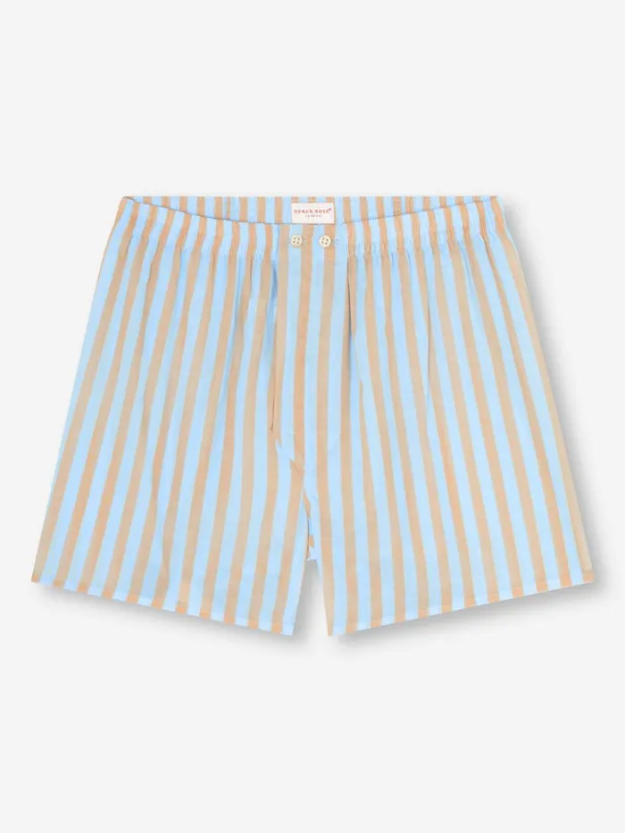 Classic Fit Boxer Shorts Men Derek Rose Classic Fit Boxers Amalfi 20 Cotton Batiste Blue
