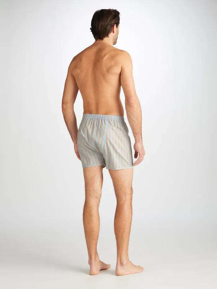 Classic Fit Boxer Shorts Men Derek Rose Classic Fit Boxers Amalfi 20 Cotton Batiste Blue