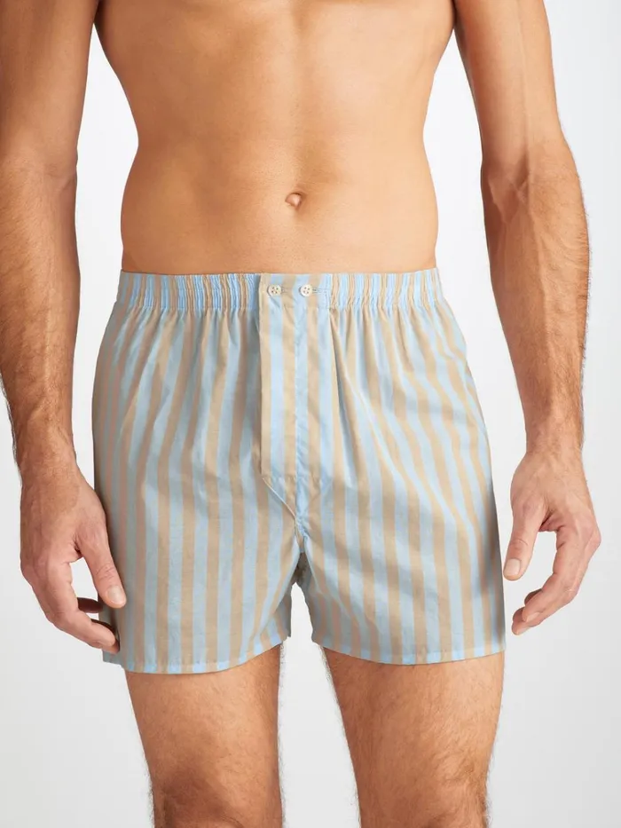 Classic Fit Boxer Shorts Men Derek Rose Classic Fit Boxers Amalfi 20 Cotton Batiste Blue