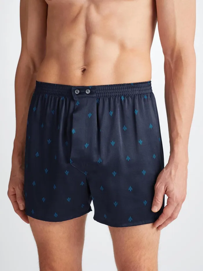 Classic Fit Boxer Shorts Men Derek Rose Classic Fit Boxers Brindisi 106 Silk Satin Navy Classic Fit Boxer Shorts Men Derek Rose Classic Fit Boxers Brindisi 106 Silk Satin Navy