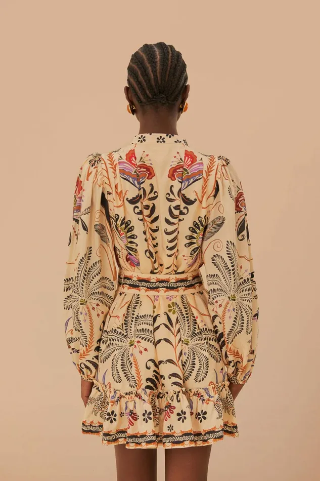 Classic Nature Sand Mini Dress Women FARM Rio Mini Dresses Classic Nature Sand Mini Dress Women FARM Rio Mini Dresses