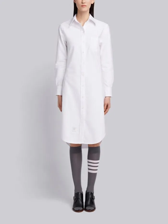 Classic Oxford Longsleeve Button Down Knee Length Shirtdress White Women Thom Browne Dresses Classic Oxford Longsleeve Button Down Knee Length Shirtdress White Women Thom Browne Dresses