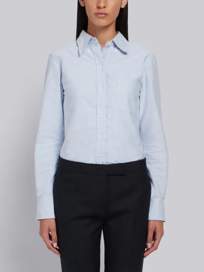 Classic Oxford Long Sleeve Button Down Shirt Light Blue Women Thom Browne Tops and Shirts Classic Oxford Long Sleeve Button Down Shirt Light Blue Women Thom Browne Tops and Shirts