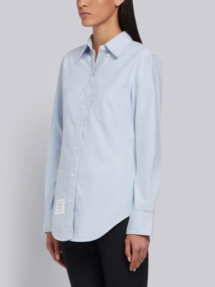 Classic Oxford Long Sleeve Button Down Shirt Light Blue Women Thom Browne Tops and Shirts