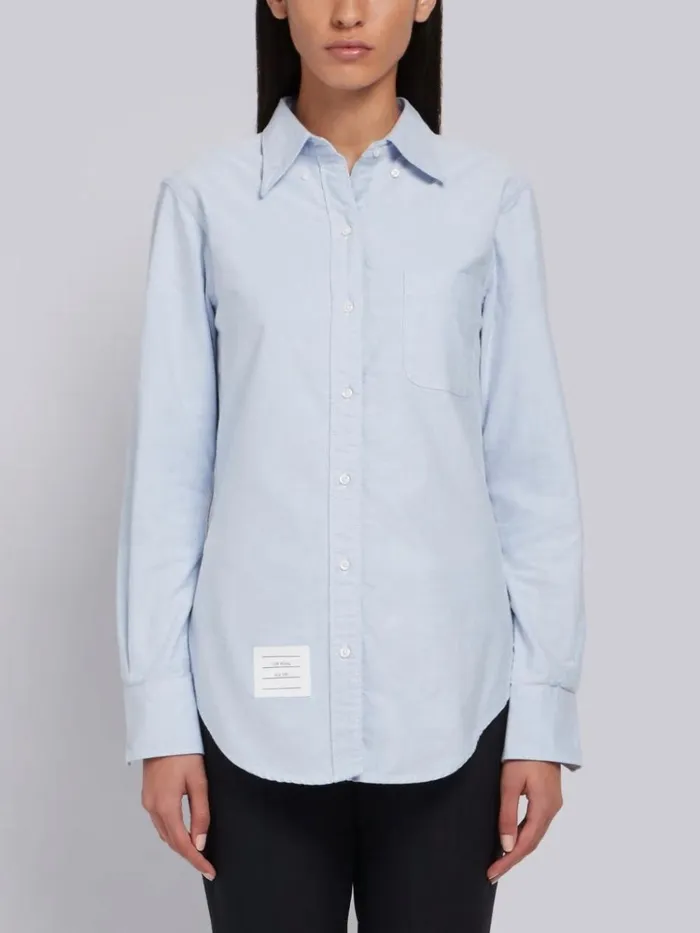 Classic Oxford Long Sleeve Button Down Shirt Light Blue Women Thom Browne Tops and Shirts