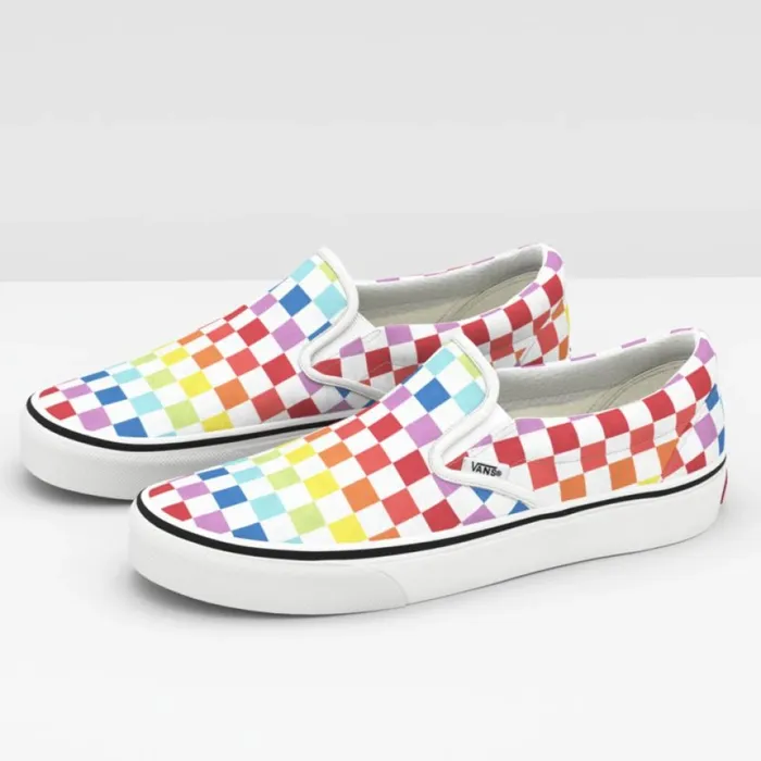 Classics Shoes Checkerboard SlipOn RainbowTrue White Vans MenWomen