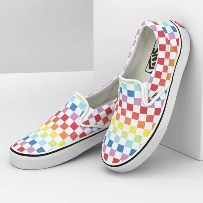 Classics Shoes Checkerboard SlipOn RainbowTrue White Vans MenWomen