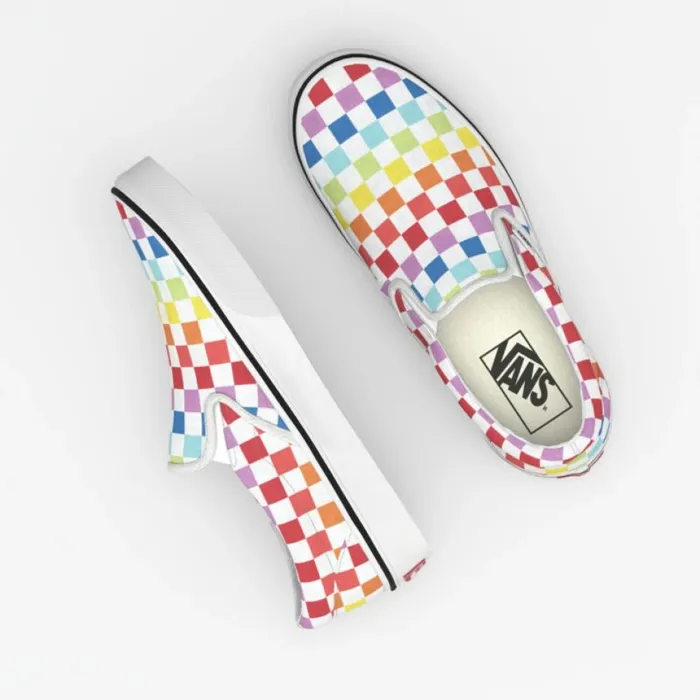 Classics Shoes Checkerboard SlipOn RainbowTrue White Vans MenWomen